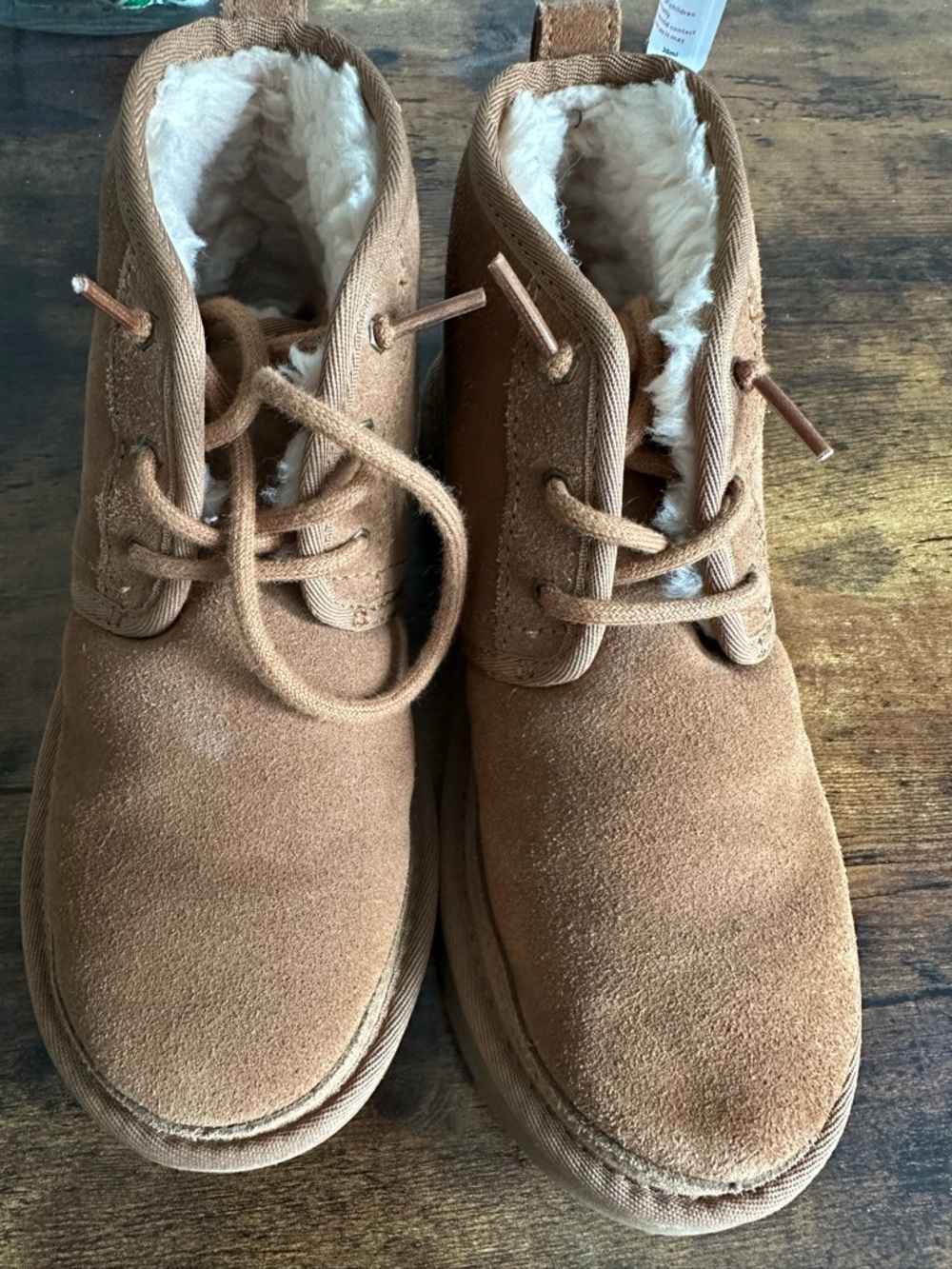 UGG Tan Suede Ankle Boots with Beige Rubber Soles